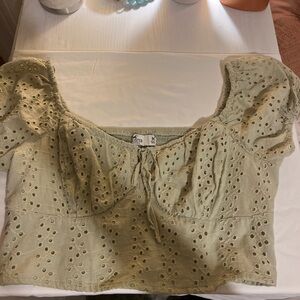 Hollister Women's Eyelet Top - Light Green